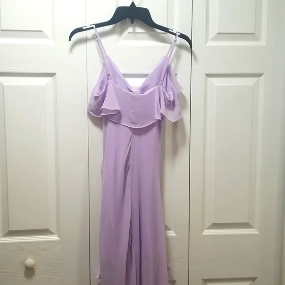 Forever 21, Lavender Ruffled Maxi Eligant Summer Dress Small, Ruffled Slits - Picture 7 of 10
